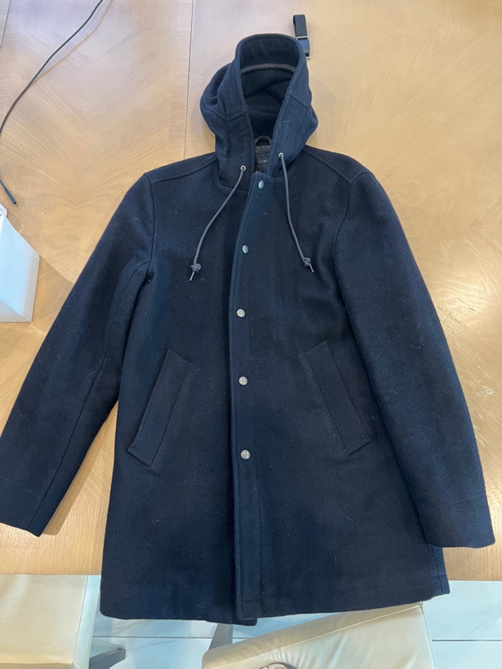 J. Crew Men's Small Navy Hooded Coat. Versatile and Warm